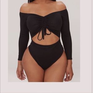 NEW WITH TAGS. PLT ROUCHED BODYSUIT.
